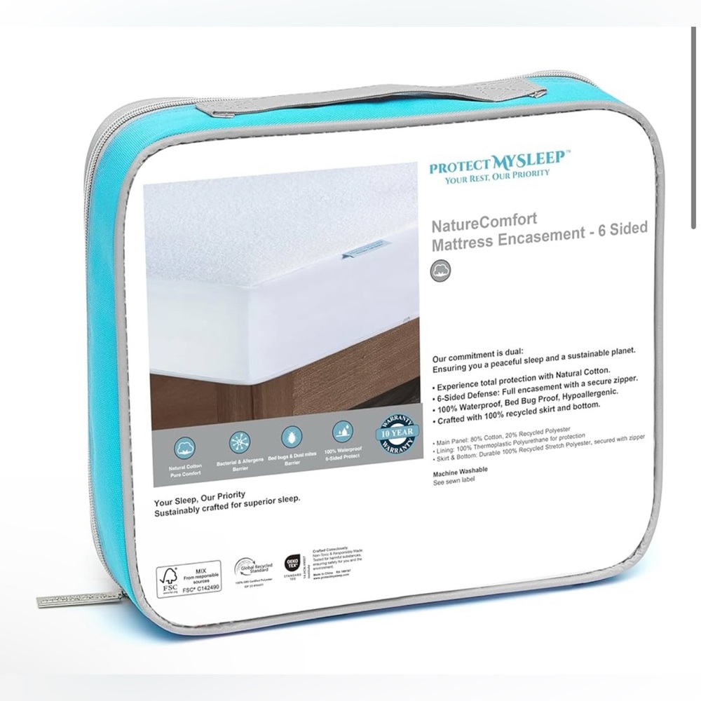 ProtectMySleep® Cotton Terry Mattress Encasement - 100% Waterproof king size